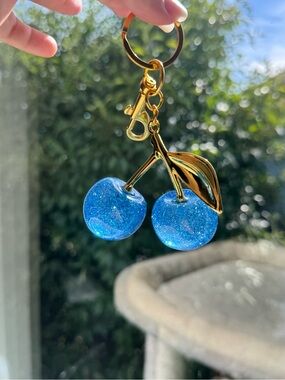 Blue Sparkly Cherry Key Chain/Bag Charm